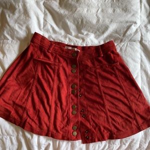 Button up suede skirt